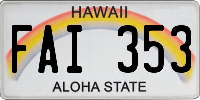 HI license plate FAI353