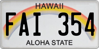 HI license plate FAI354
