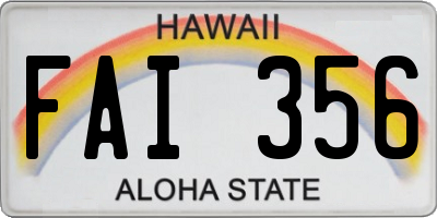 HI license plate FAI356