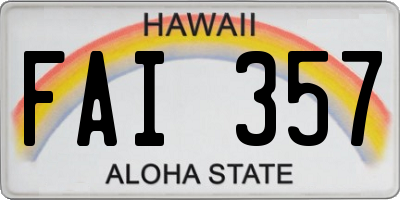 HI license plate FAI357