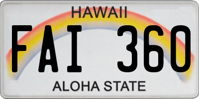 HI license plate FAI360