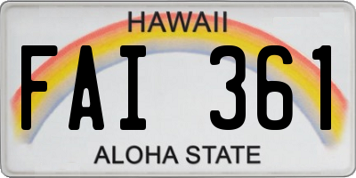 HI license plate FAI361