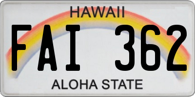 HI license plate FAI362