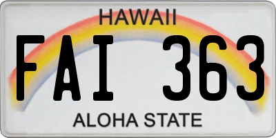 HI license plate FAI363
