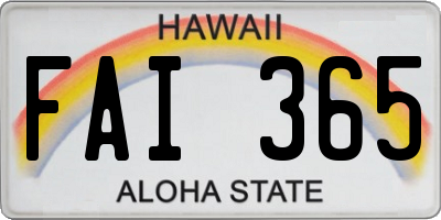 HI license plate FAI365