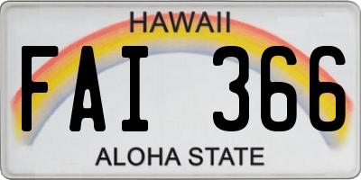 HI license plate FAI366