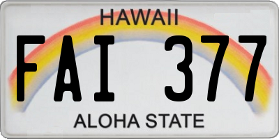 HI license plate FAI377