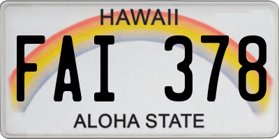 HI license plate FAI378