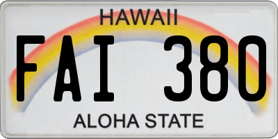HI license plate FAI380