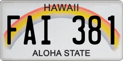 HI license plate FAI381
