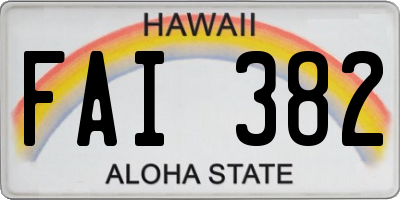 HI license plate FAI382