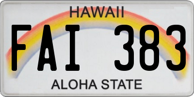 HI license plate FAI383