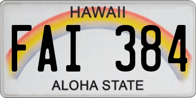HI license plate FAI384