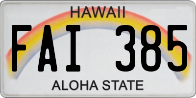 HI license plate FAI385