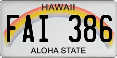 HI license plate FAI386