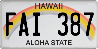 HI license plate FAI387