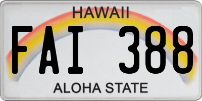 HI license plate FAI388