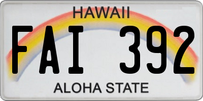 HI license plate FAI392