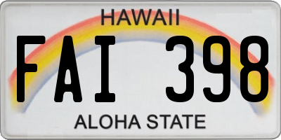 HI license plate FAI398