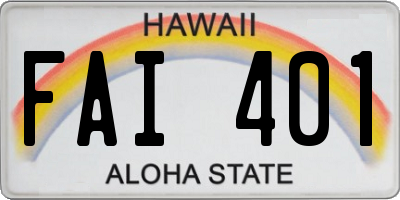 HI license plate FAI401