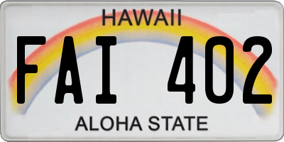 HI license plate FAI402