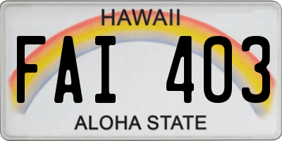 HI license plate FAI403
