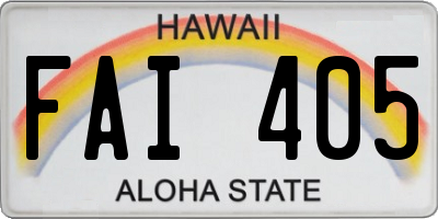 HI license plate FAI405