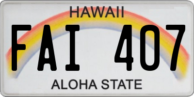 HI license plate FAI407