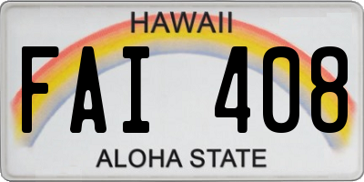 HI license plate FAI408