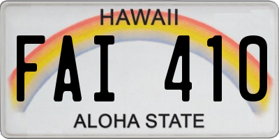 HI license plate FAI410