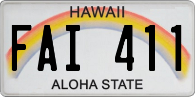HI license plate FAI411