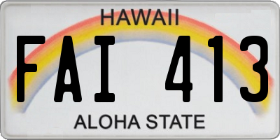 HI license plate FAI413