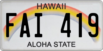 HI license plate FAI419