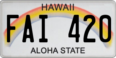 HI license plate FAI420
