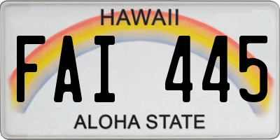 HI license plate FAI445