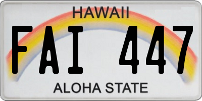 HI license plate FAI447