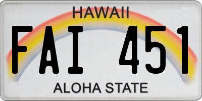 HI license plate FAI451