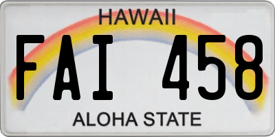 HI license plate FAI458