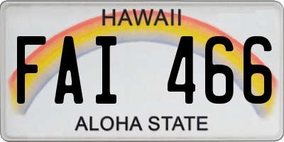 HI license plate FAI466