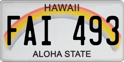HI license plate FAI493