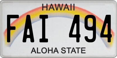 HI license plate FAI494