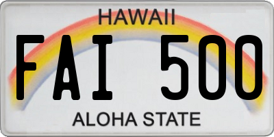 HI license plate FAI500