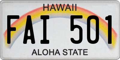 HI license plate FAI501