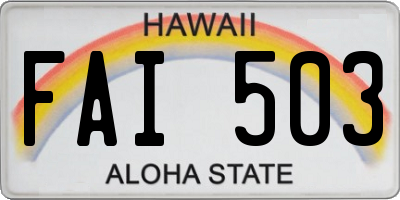 HI license plate FAI503