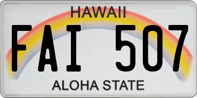 HI license plate FAI507