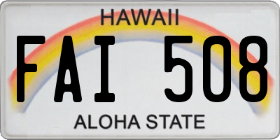 HI license plate FAI508