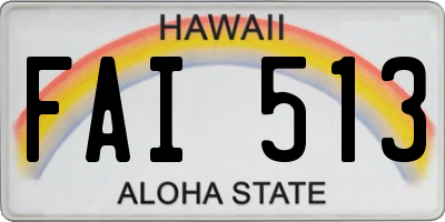 HI license plate FAI513