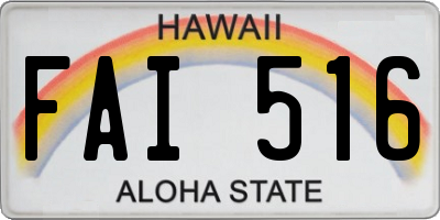 HI license plate FAI516