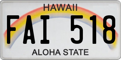HI license plate FAI518