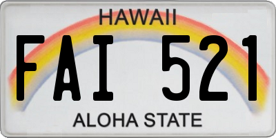 HI license plate FAI521